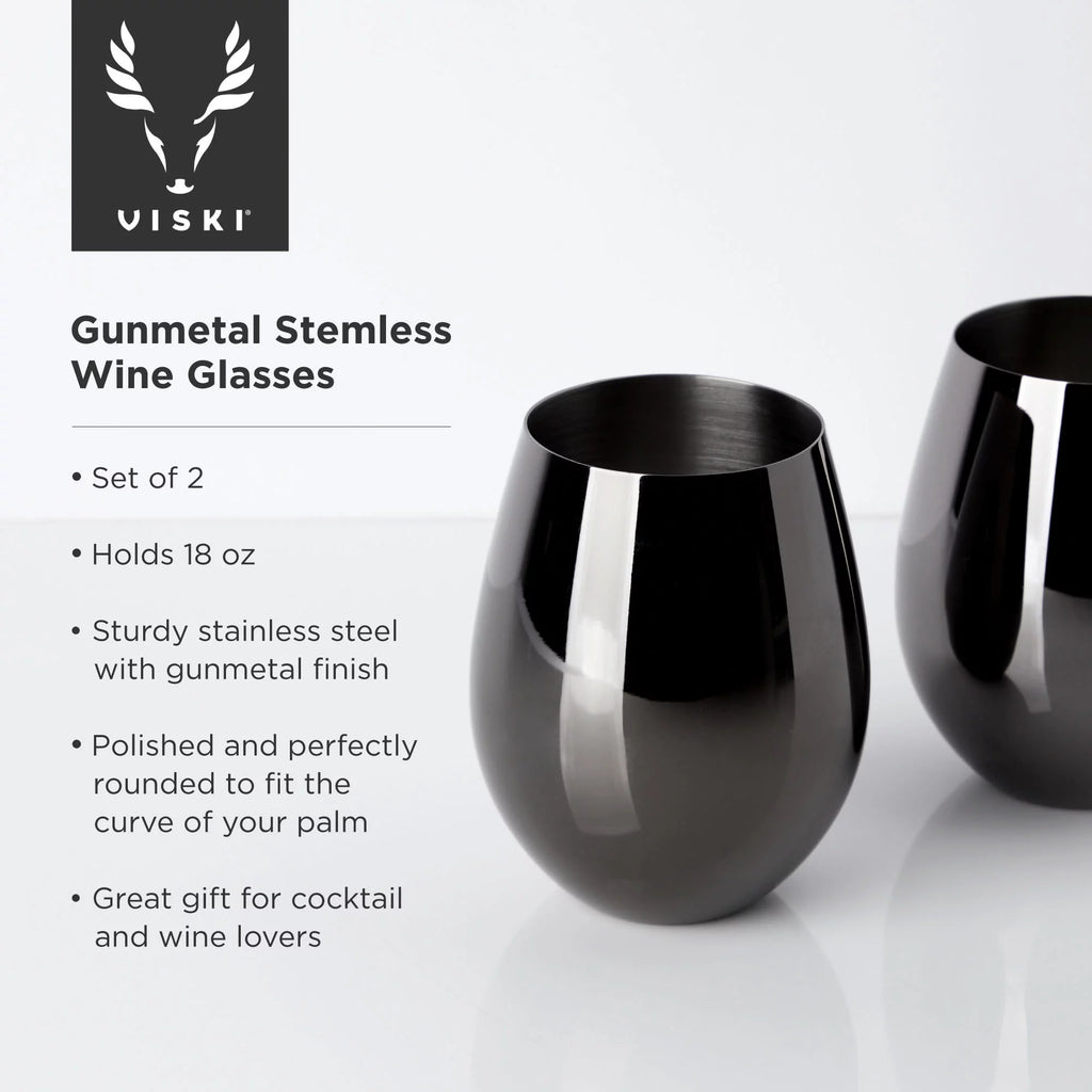 Stemless Wine Glasses Stainless Steel Black 18 Oz J5119