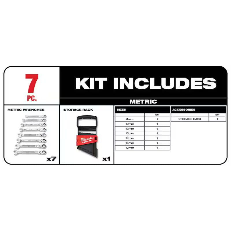 14-Piece Flex-Head Ratcheting Combination Wrench Set SAE and METRIC A212057