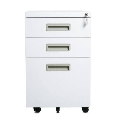 White Metal File Cabinet with Keys Q5145