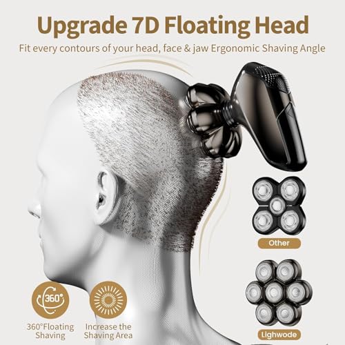 Detachable Head Electric Razor 7D Rotary Shaver Grooming Kit with Type-C Charge S309276