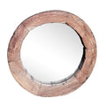 Wagon Wheel Wall Mirror with Wooden Frame D679392