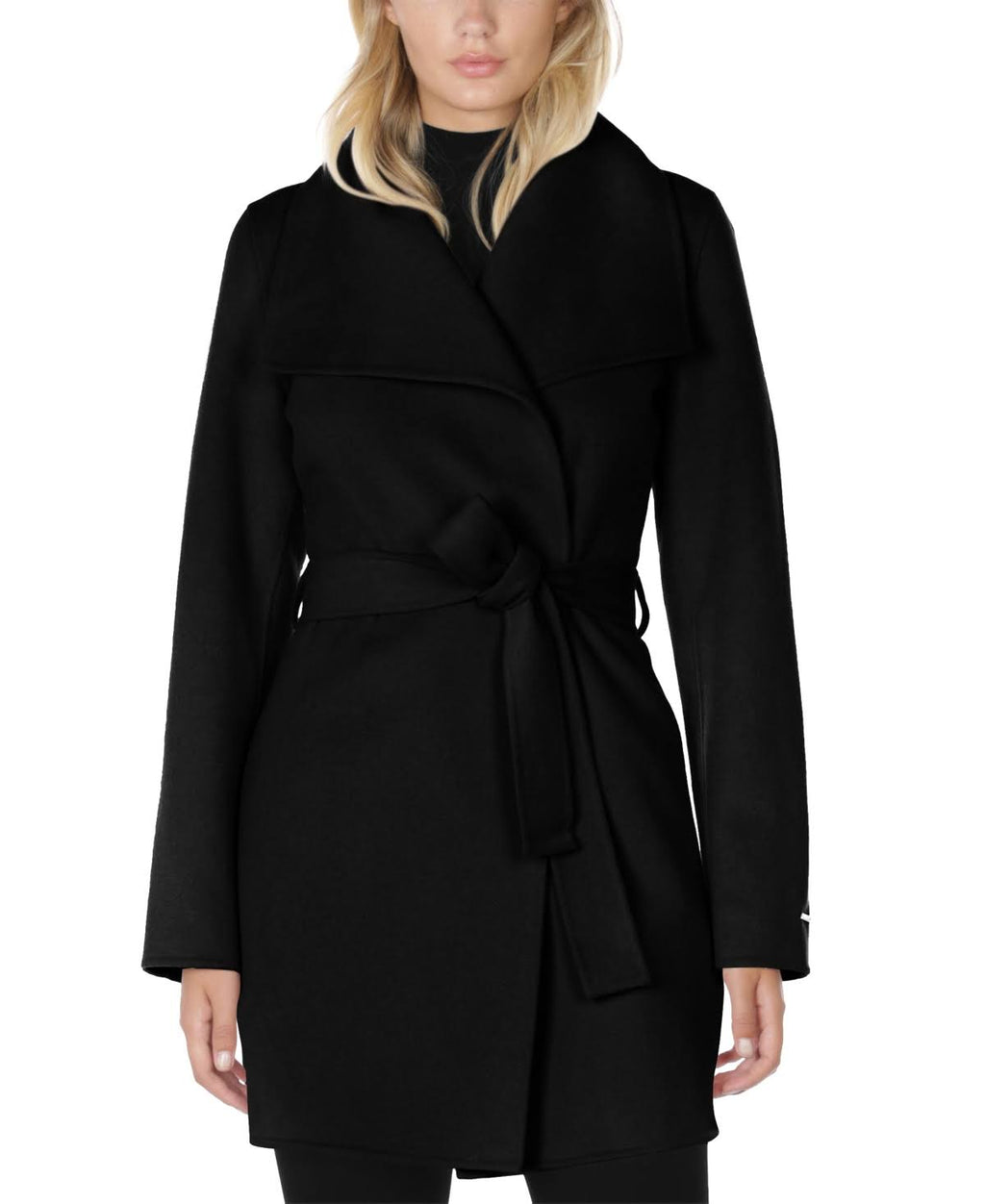 Black Belted Wrap Coat U800224