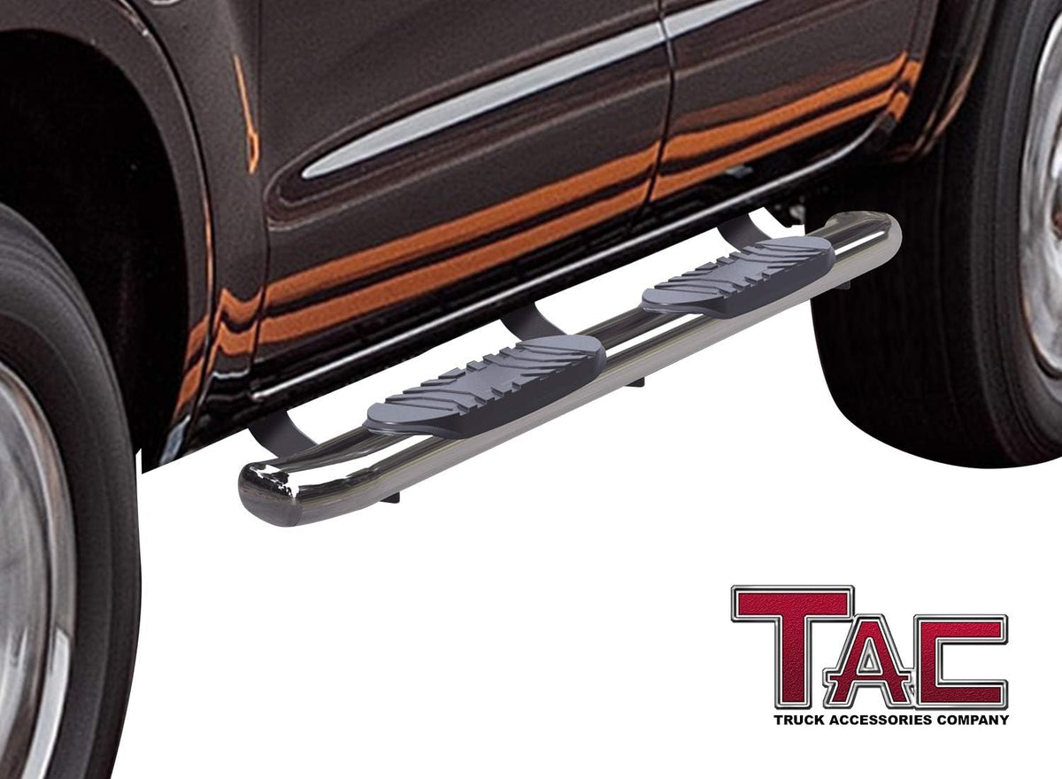 5 Oval Bend Stainless Steel Side Bars Step Rails for 2019-2022 Ford Ranger SuperCrew Cab (2 pcs) Z550