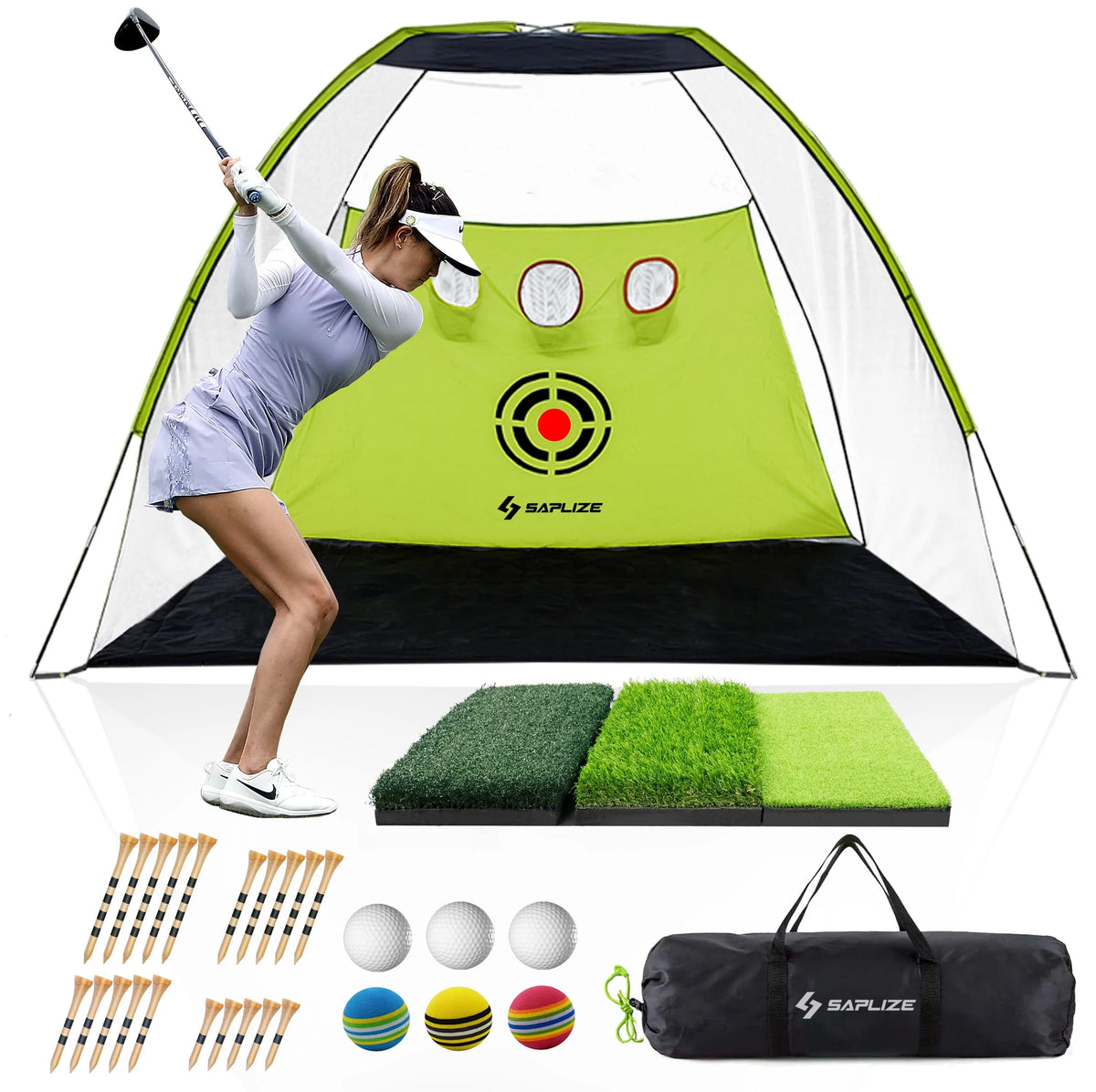 10 x 7 ft Golf Practice Net with Mat, Tees and Balls N11788