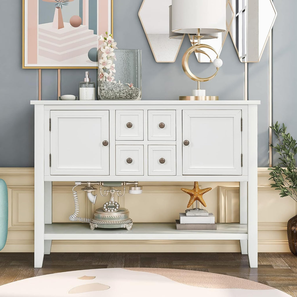 Solid Wood Console Table with 3 Drawers, 2 Cabinet and 1 Shelf F93453