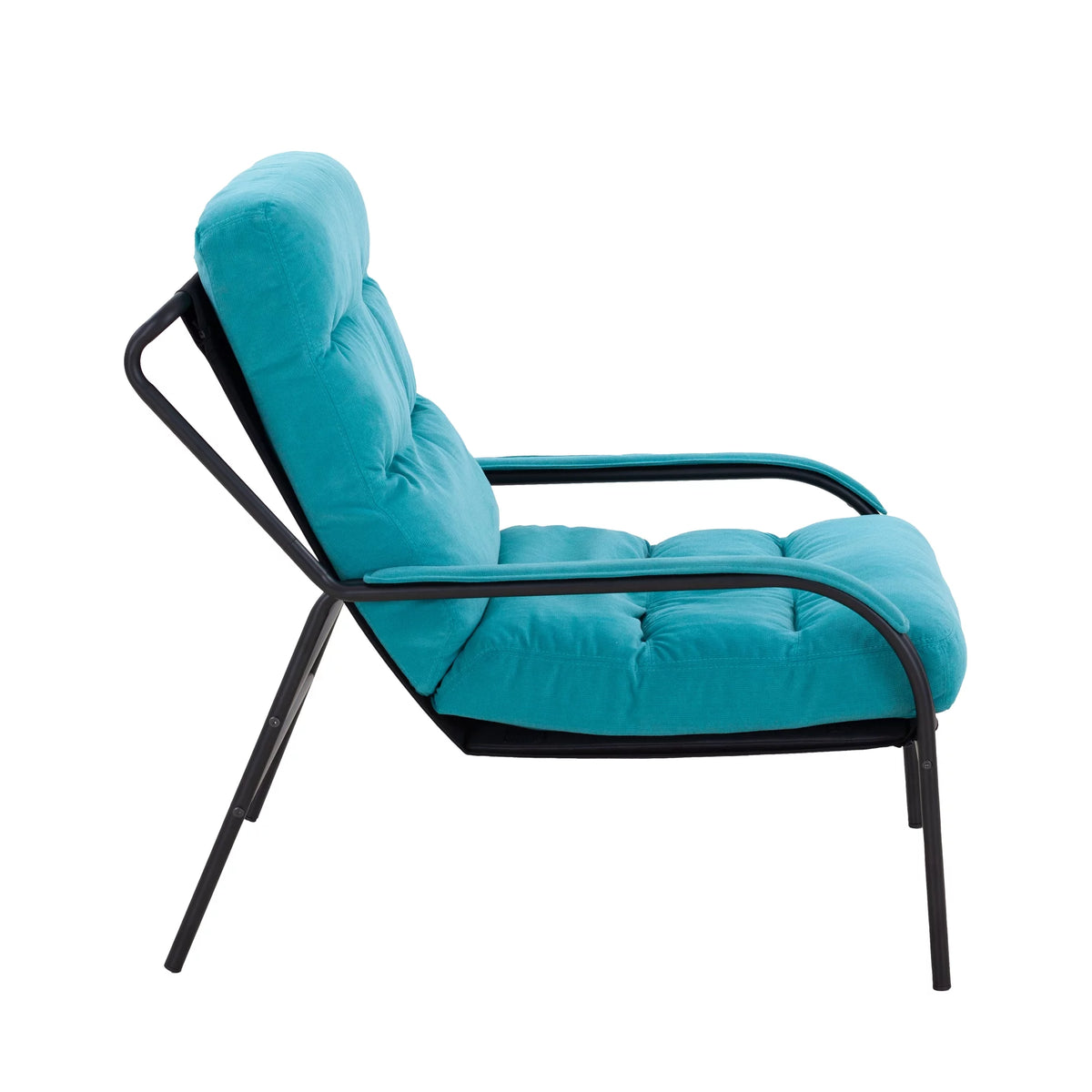 Turquoise Iron Arm Chair with Metal Legs A149