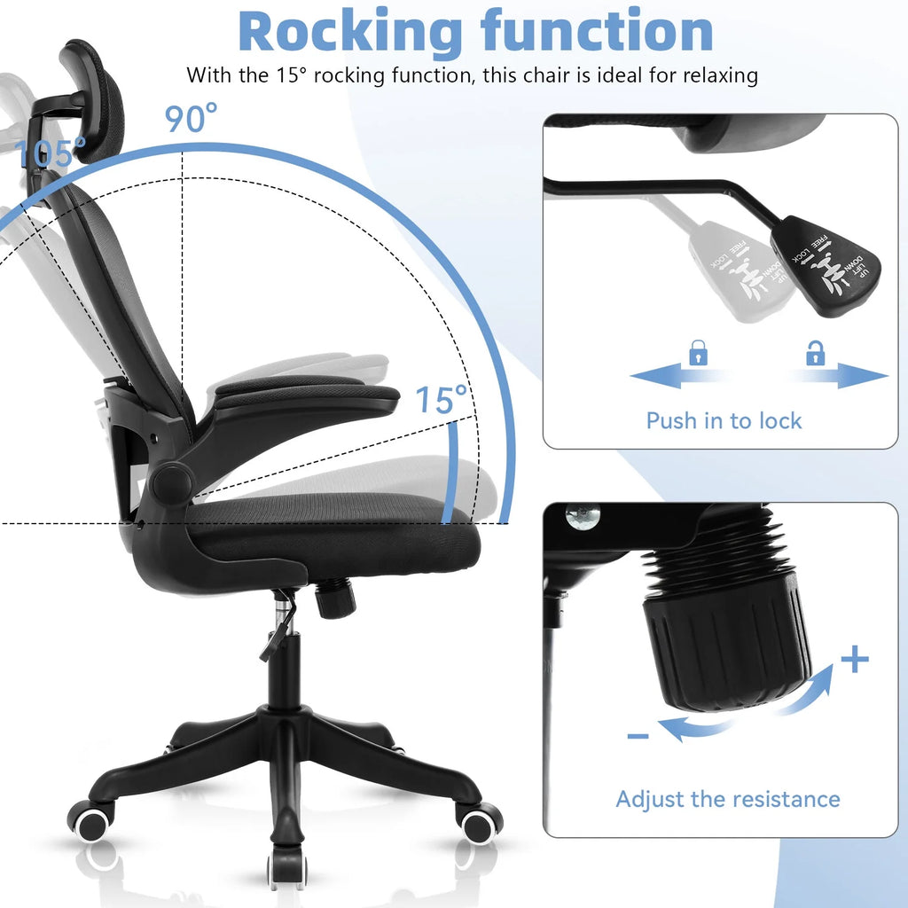Black Ergonomic High Back Mesh Office Chair with Lumbar Support P9489