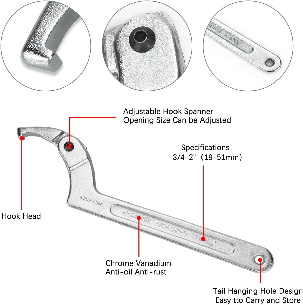 4 pcs Adjustable Spanner Wrench Set E615059