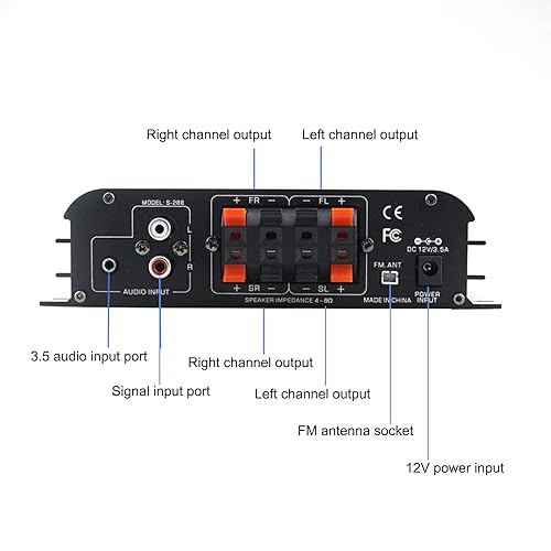 4 Channel Bluetooth 5.0 Stereo Amplifier, 50Wx4 Power Amp, 1200W Max, Class D Home Audio Receiver P522