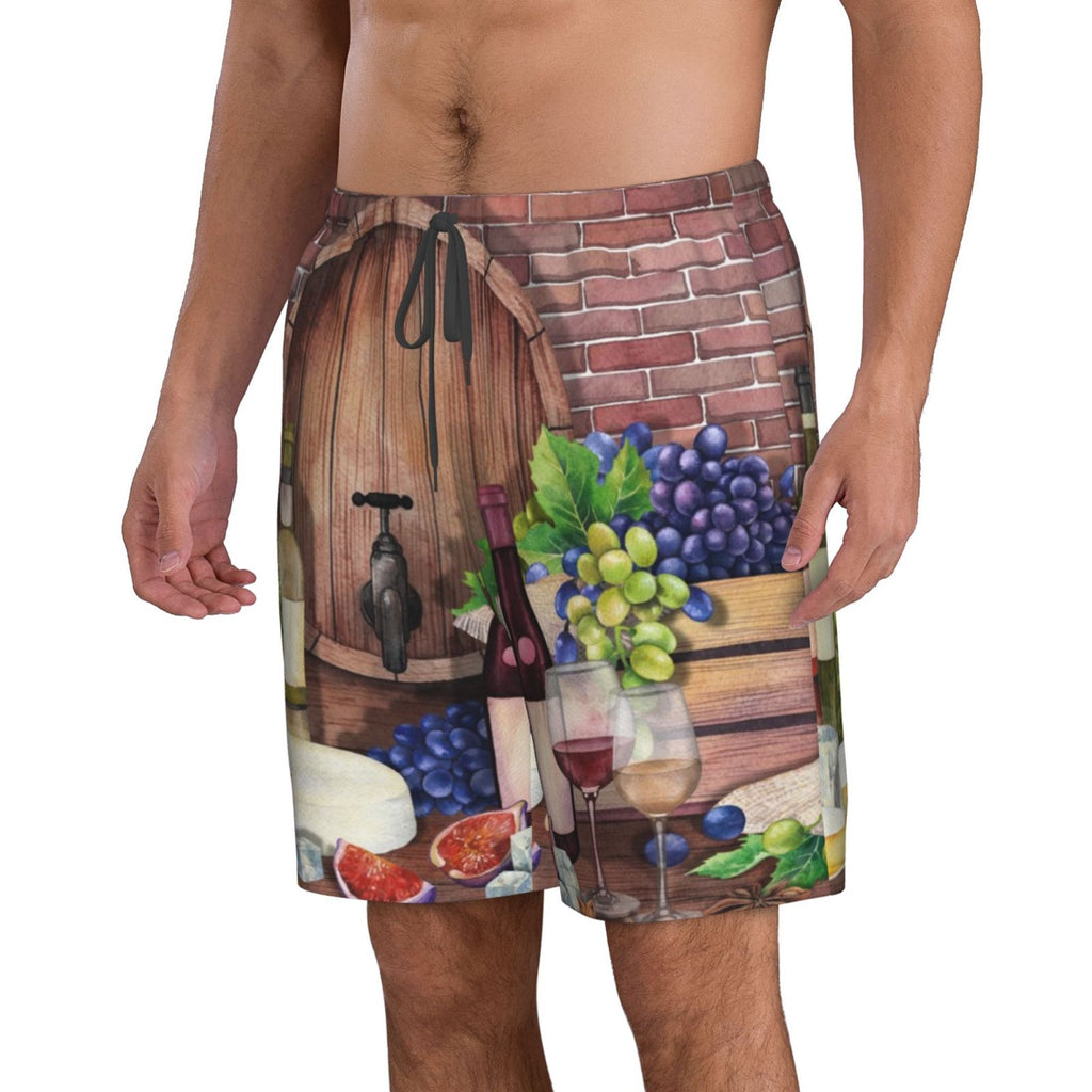 Red Wine Hawaiian Shorts With Pockets Y7989