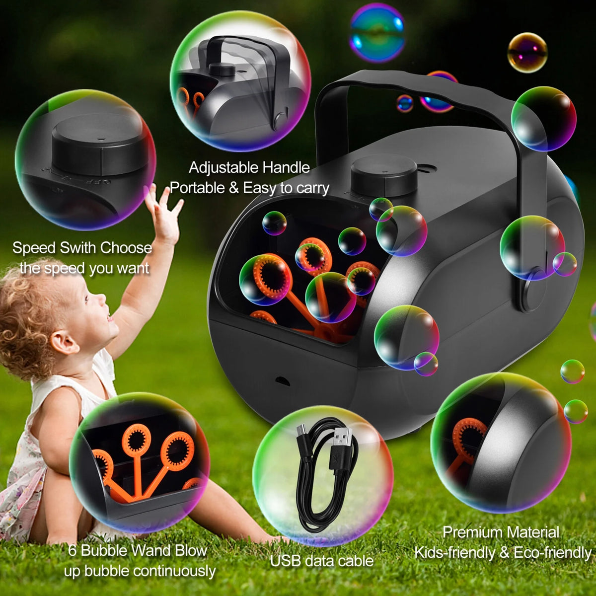 Portable Rechargeable Bubble Machine H461