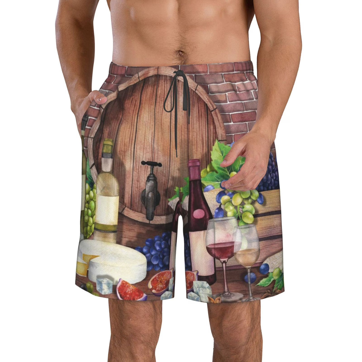 Red Wine Hawaiian Shorts With Pockets Y7989