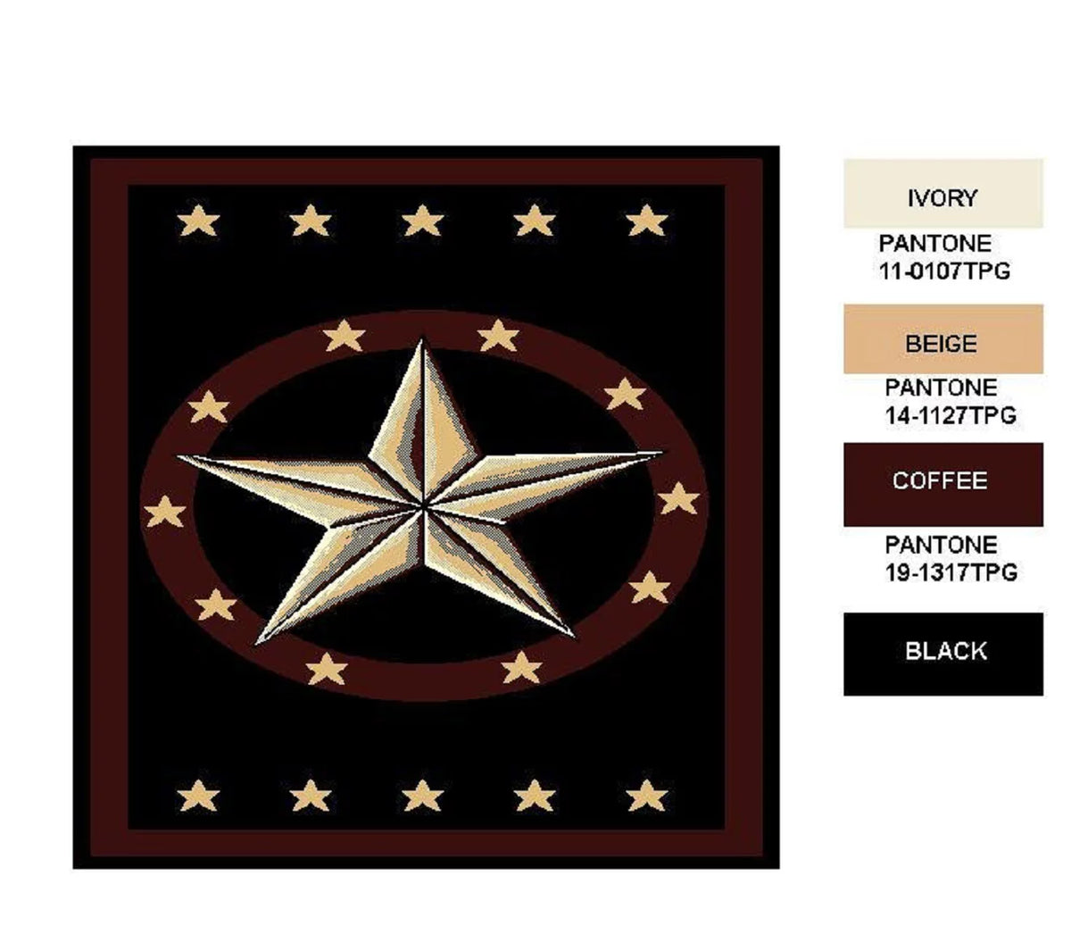 Black 2 ft. x 8 ft. Western Star Area Rug E952