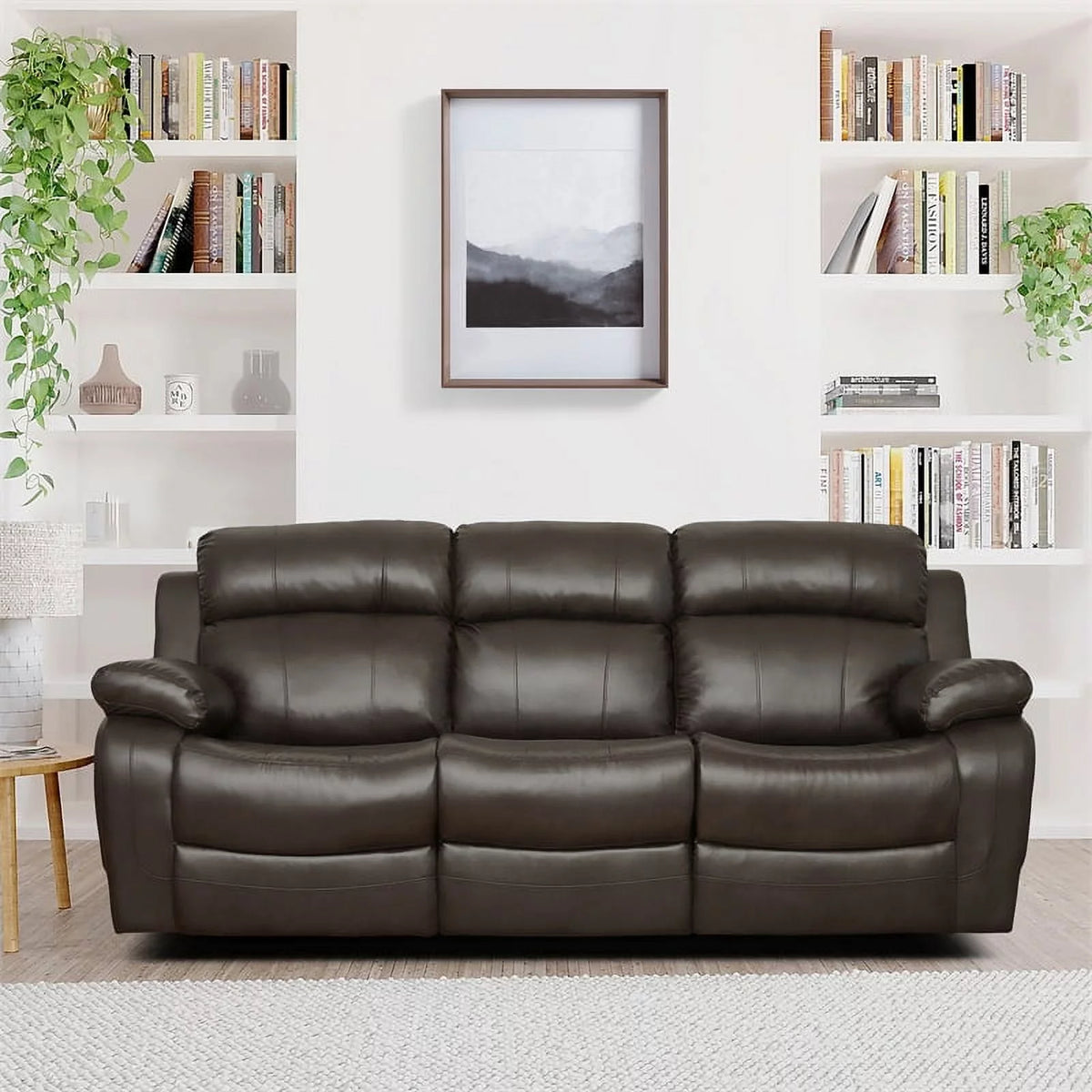 Brown Double Reclining Sofa with Cup Holders N2525
