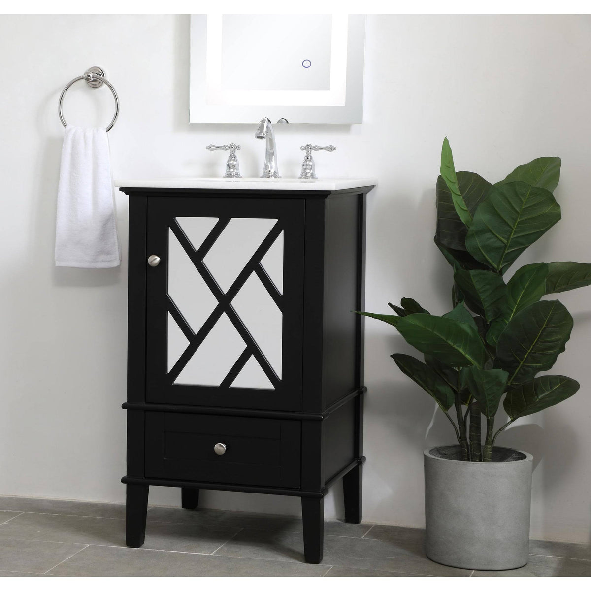 Grey Vanity Cabinet Set with Marble Top S475576