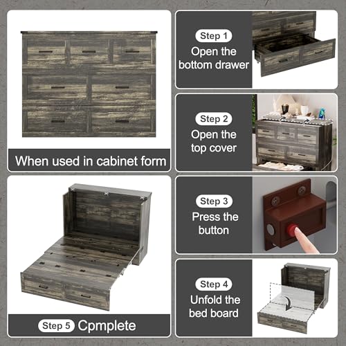 Queen Murphy Bed with Charging Station and Storage J6586