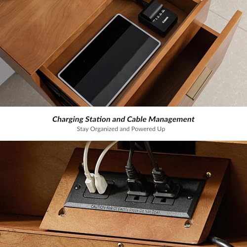 Acorn Wood Nightstand with USB Ports J66327