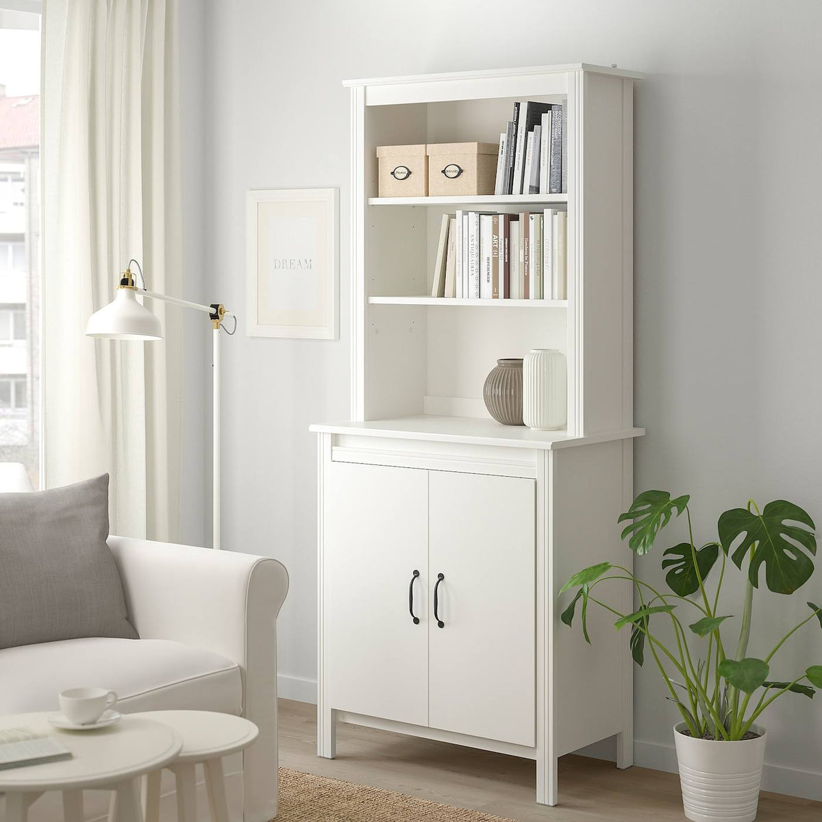 White High Cabinet with Doors T85758