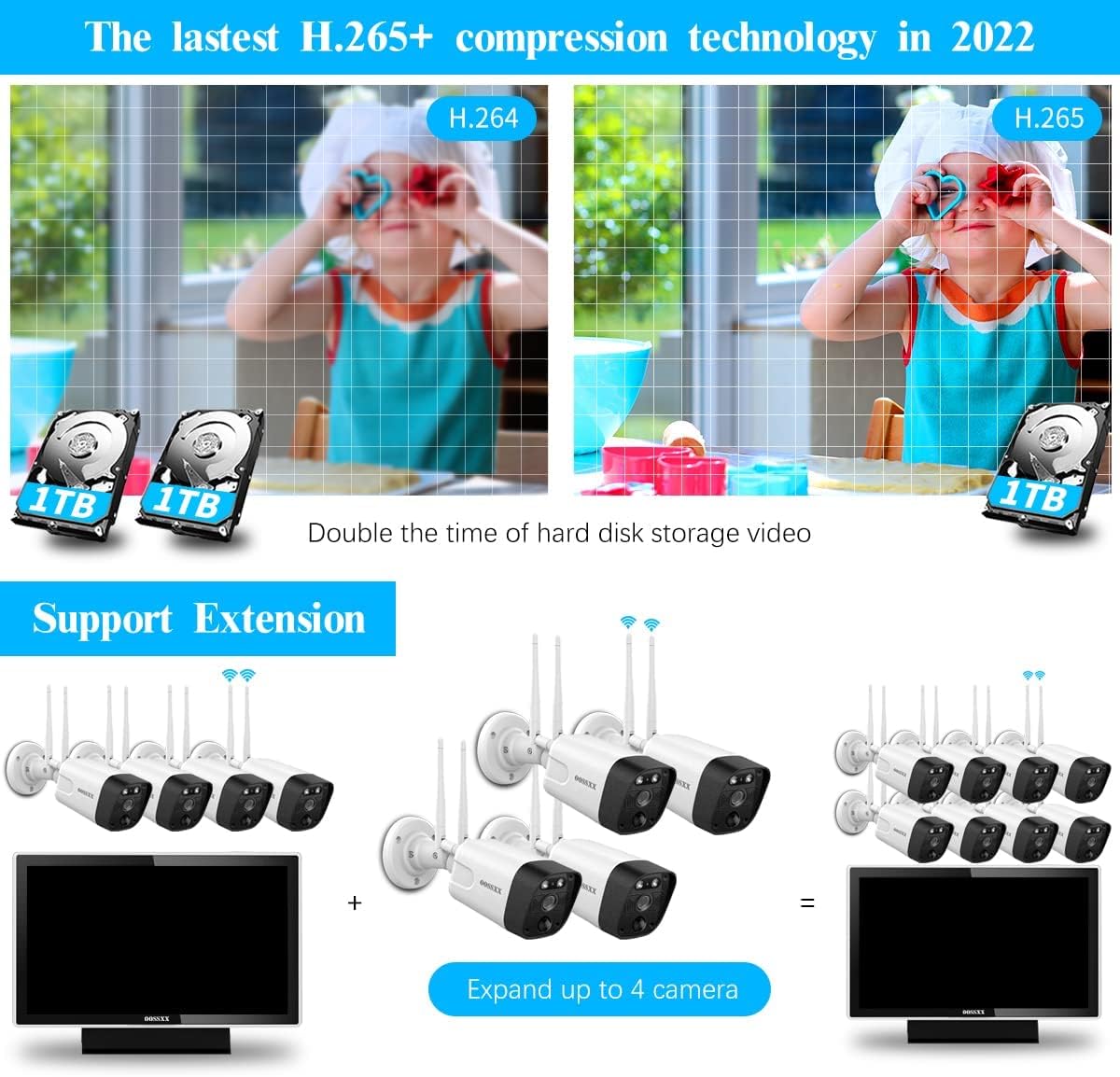 3K 5.0MP Wireless Security Camera System with 1TB Hard Drive Q793165