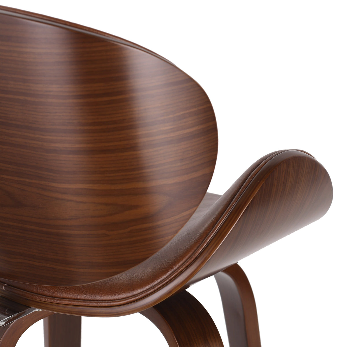 Walnut + Cognac Upholstered Swivel Barstool O93614