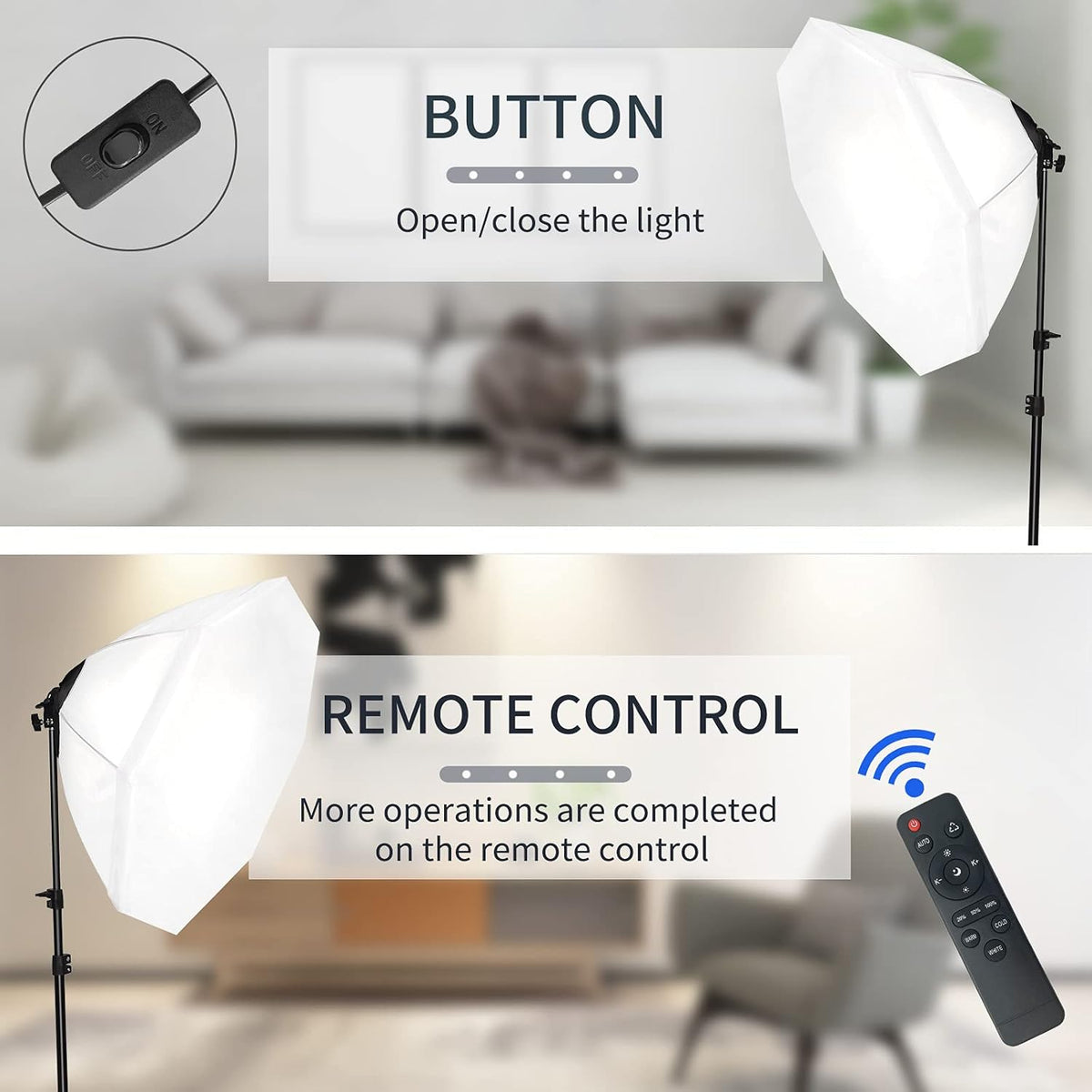 Softbox Lighting Kit 20''x28'' Photography Continuous Lighting System with 2x85W Dimmable LED Bulb A269