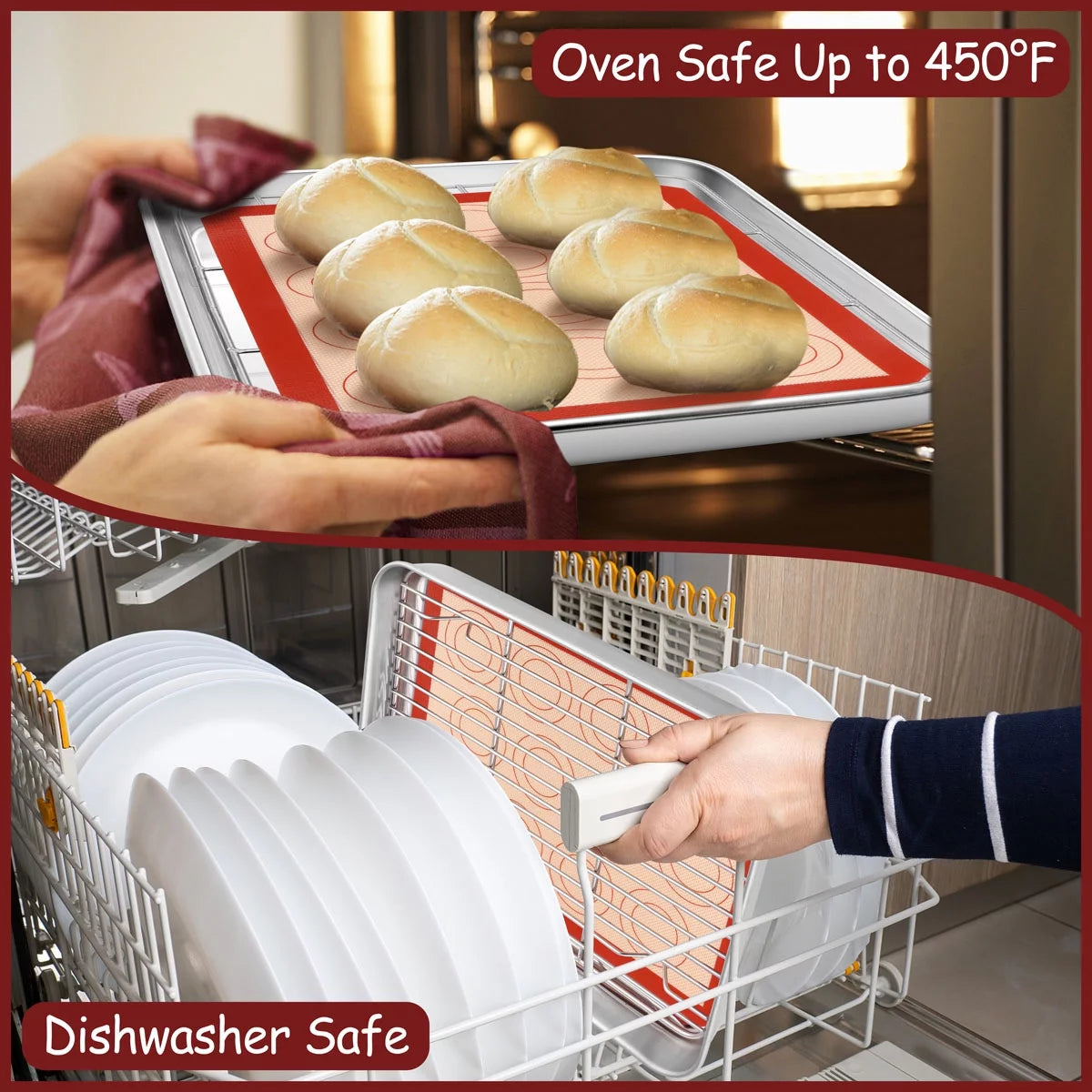 Stainless Steel Baking Sheet Tray Cooling Rack with Silicone Baking Mat Set of 9 Q363636