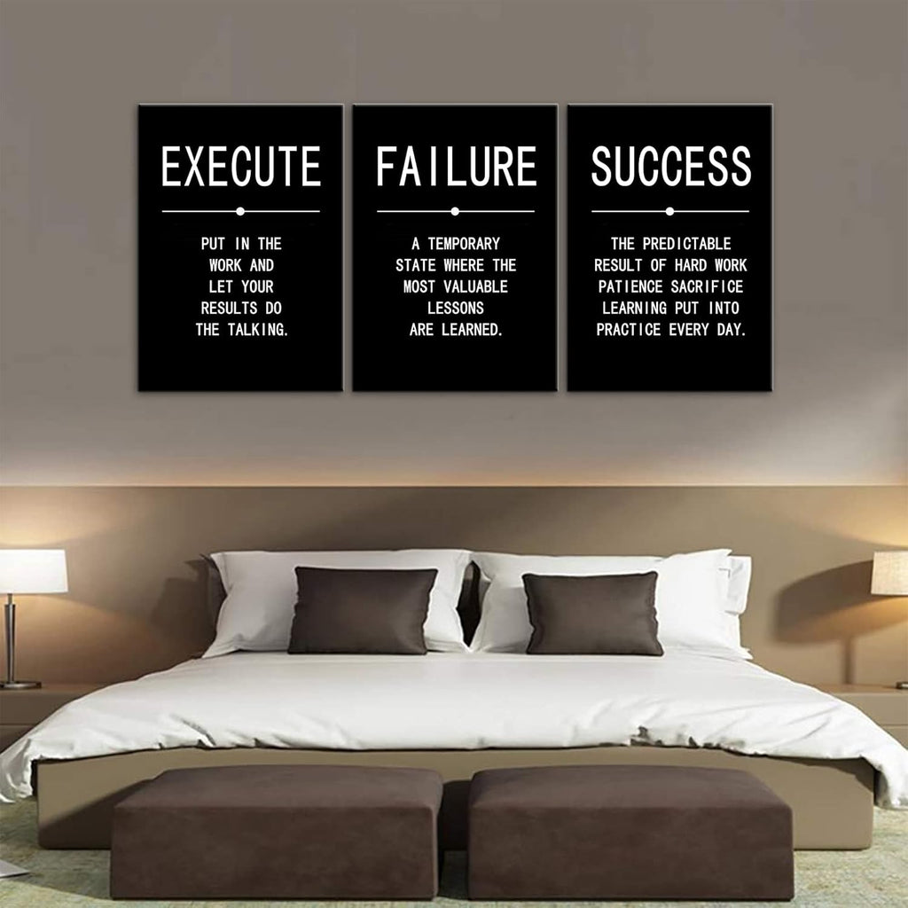 3 Pieces Black Framed Canvas Wall Art V6956