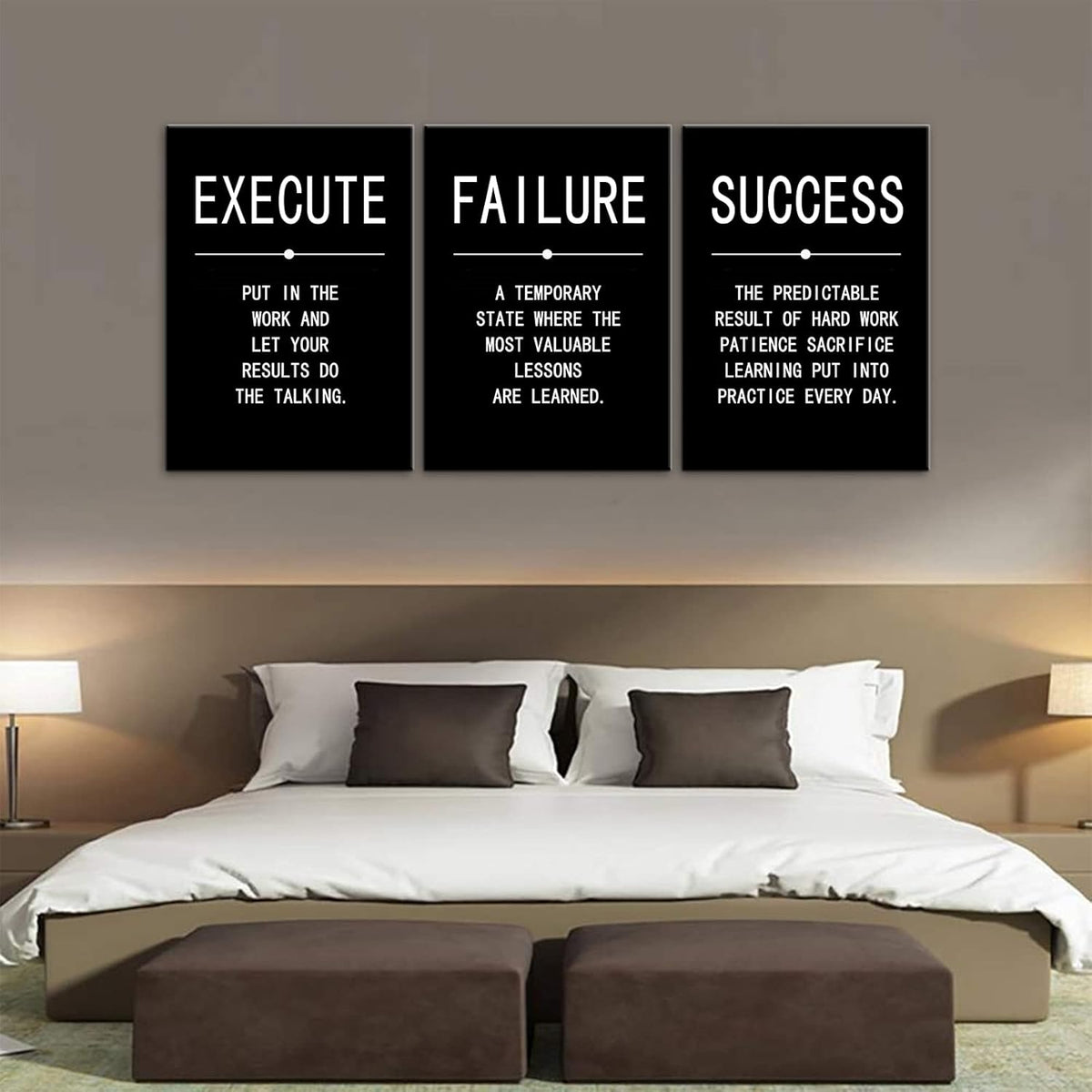 3 Pieces Black Framed Canvas Wall Art V6956