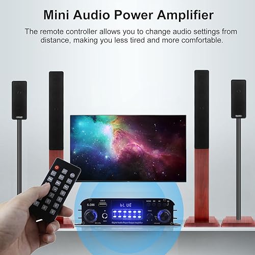 4 Channel Bluetooth 5.0 Stereo Amplifier, 50Wx4 Power Amp, 1200W Max, Class D Home Audio Receiver P522