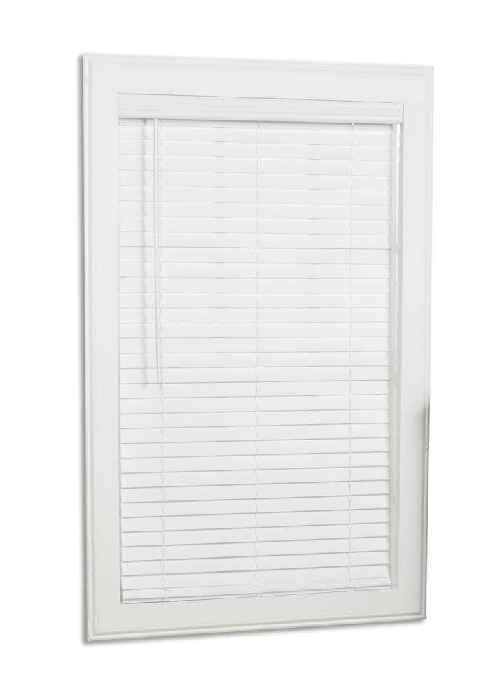 Cordless White Faux Wood Room Darkening Horizontal Blinds Z390766