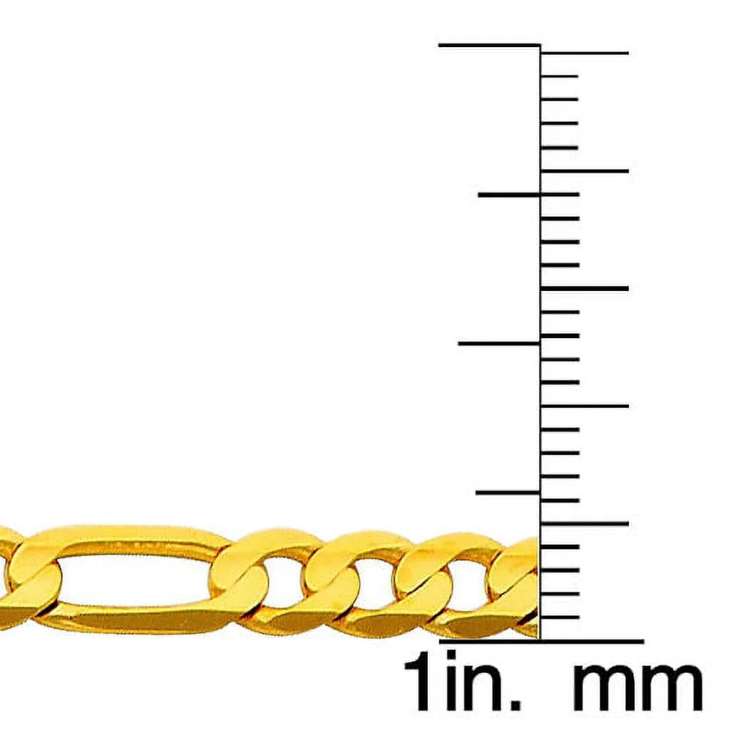 14K Yellow Gold Figaro Chain Necklace 24 inch D208