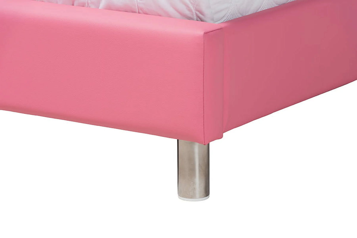 Pink Faux Leather Queen Size 3-Piece Bedroom Set E44865
