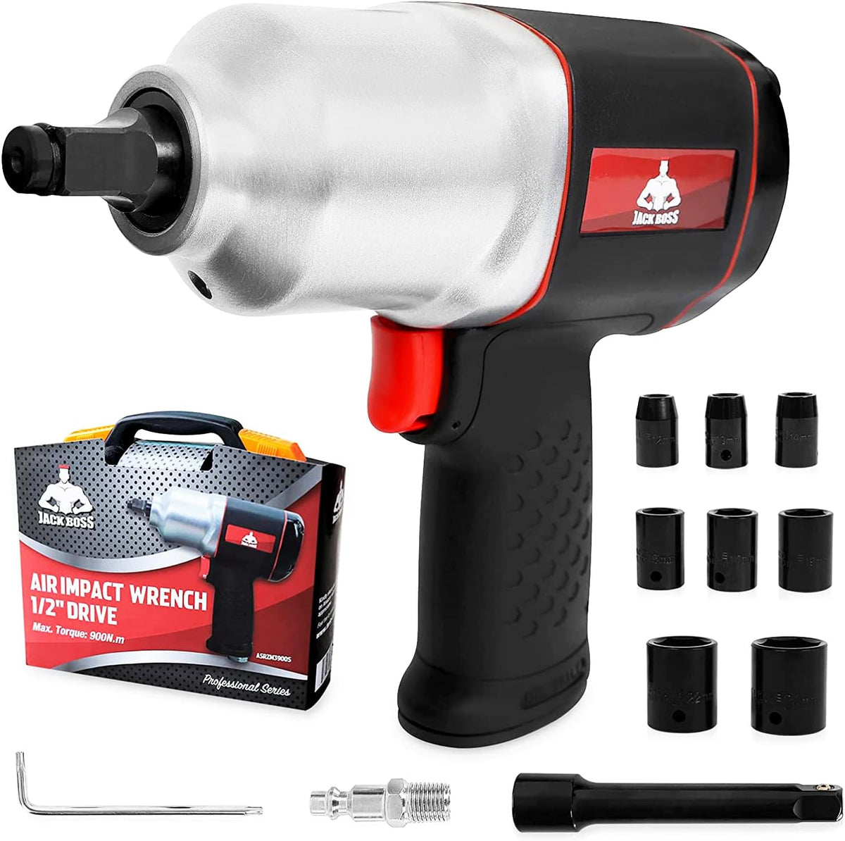 1/2-Inch Drive Air Impact Wrench with 8 Sockets & Case S68686