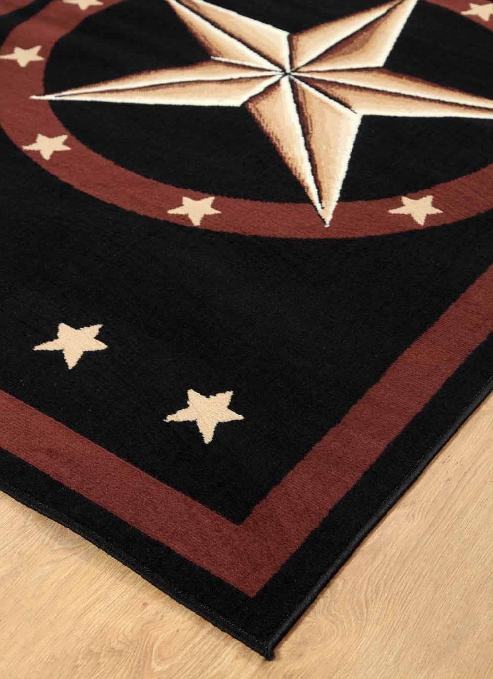 Black 2 ft. x 8 ft. Western Star Area Rug E952