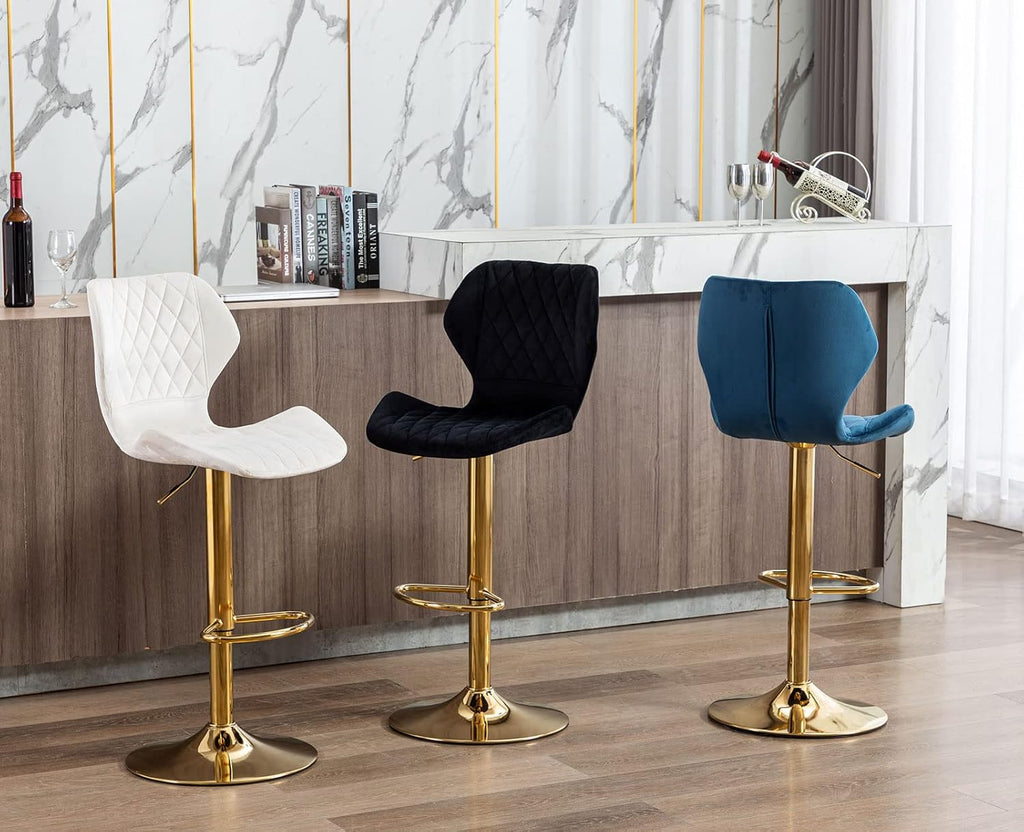 Cream Velvet Swivel Bar Stools Set of 4 S178
