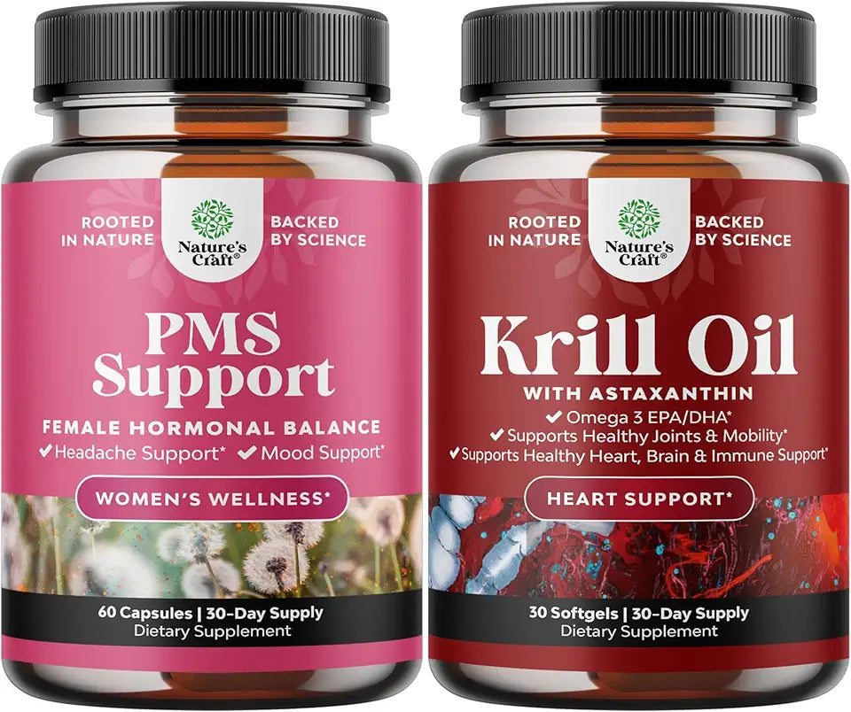 Advanced PMS Support Supplement and Antarctic Krill Oil 500mg Softgels S651529