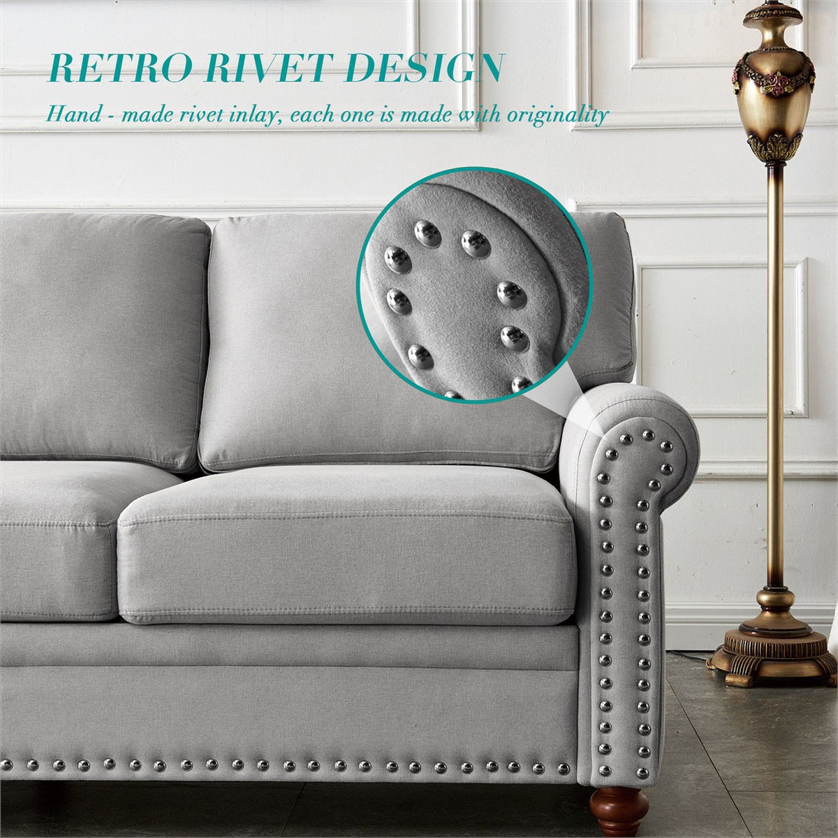 Gray Linen Fabric Storage Sofa D357