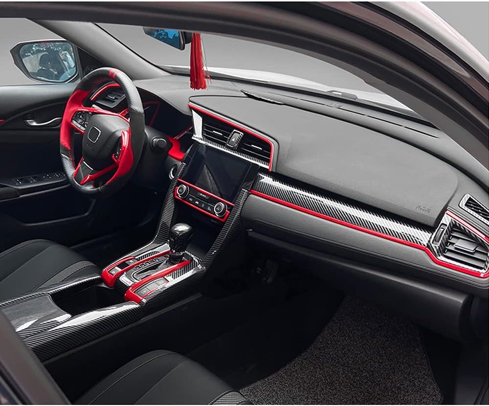 Carbon Fibre ABS Air Conditioning Outlet and Panel Instrument Panel for 10th Gen Honda Civic 2016 2017 2018 2019 2020 2021 N720