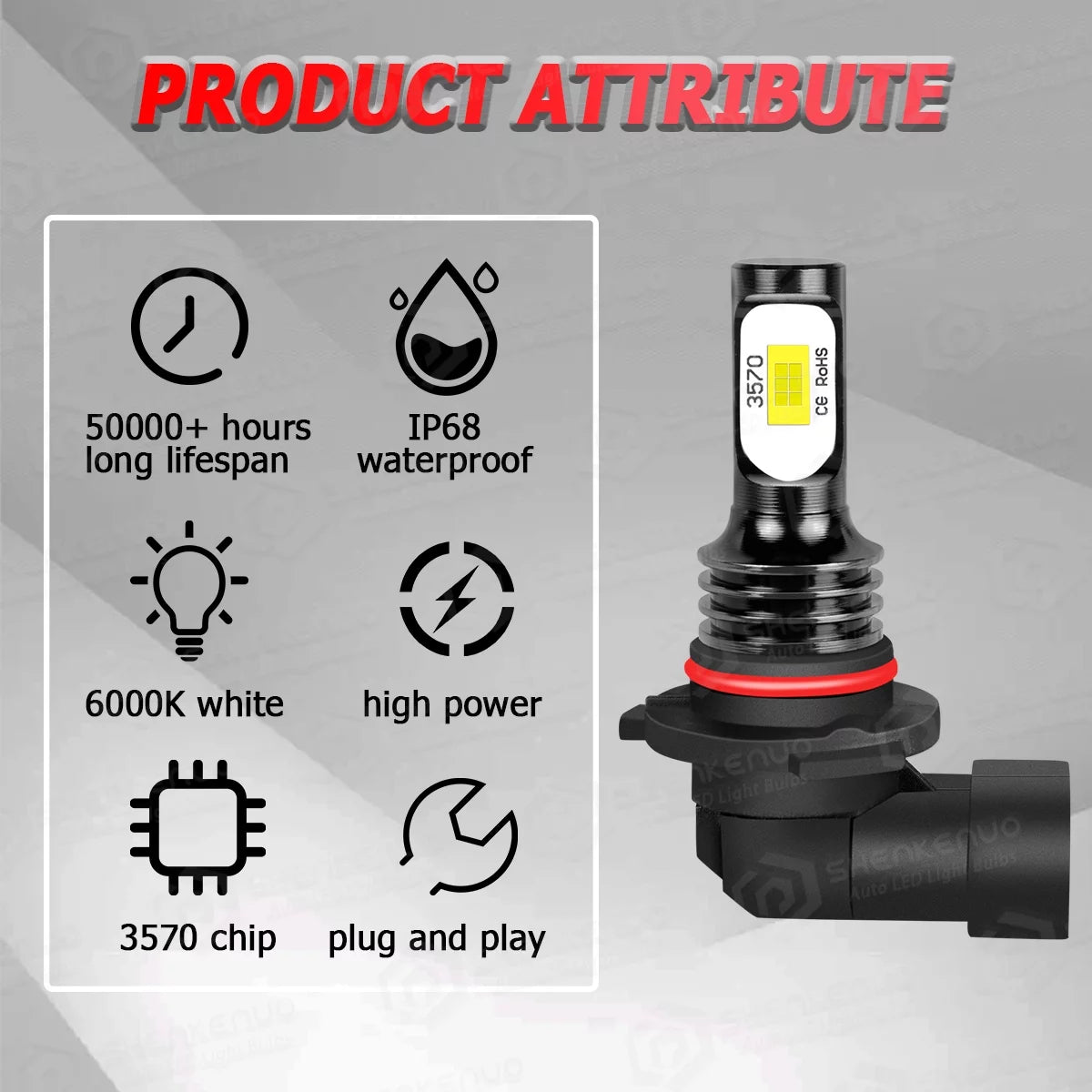 LED Headlight Bulbs 9005 H11 High/Low Beam Fog Light 6000k 6Pcs J876