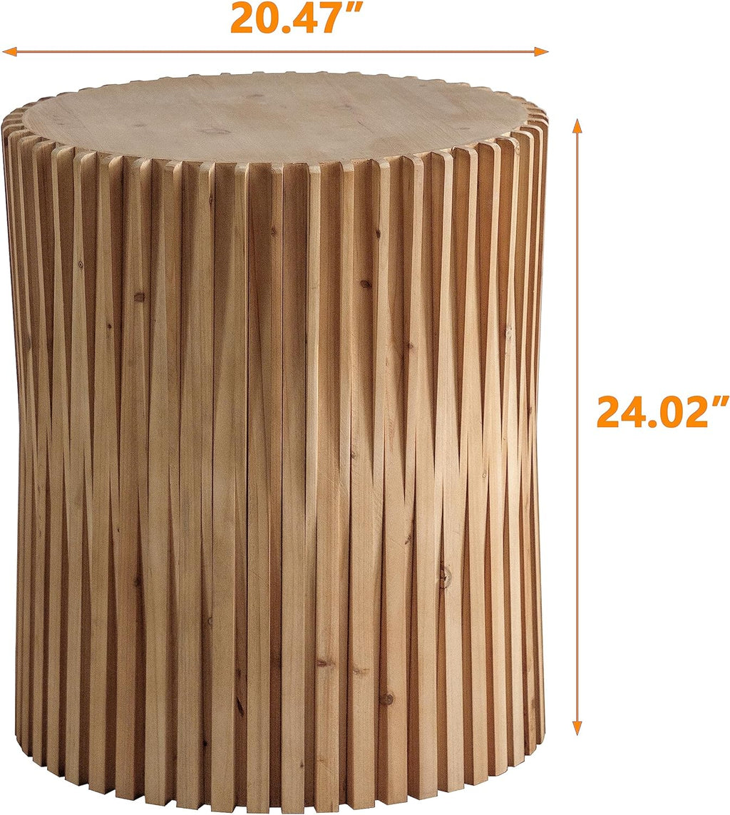 Cylindrical Coffee Table with Vertical Texture Relief Design R905314
