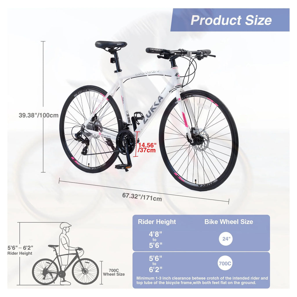 24 Speed 700C Road Bike with Aluminum Frame Disc Brakes, Blue K8670