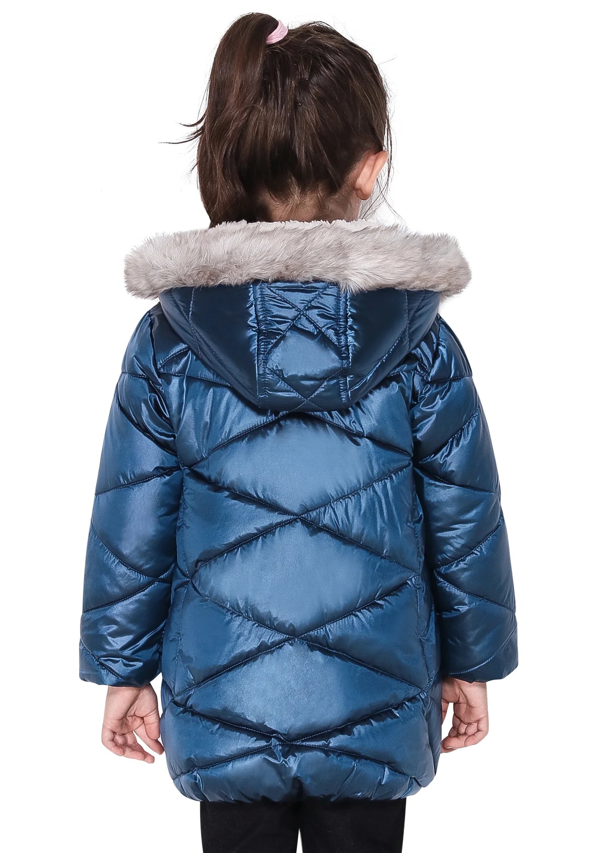 Girls Hooded Sherpa Lined Lightweight Puffy Waterproof Jacket Q20817