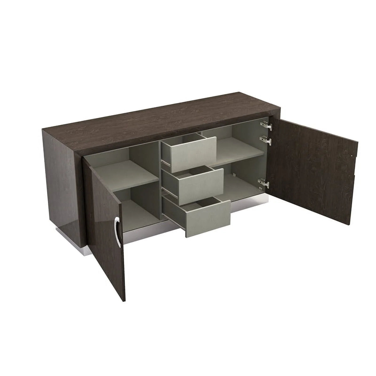 72" High Gloss Gray Lacquer Wood Buffet P53776