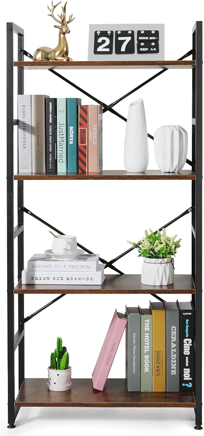 5 Tier Brown Black Wood Bookcase C9698