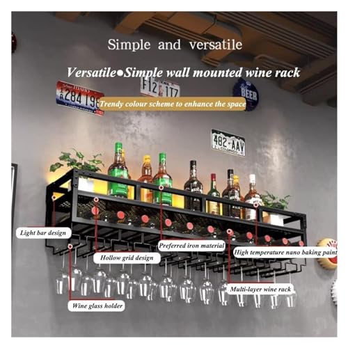 2-Layer Wall Mounted Wine Rack with LED Light V735909