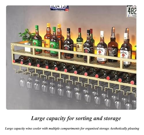 2-Layer Wall Mounted Wine Rack with LED Light V735909