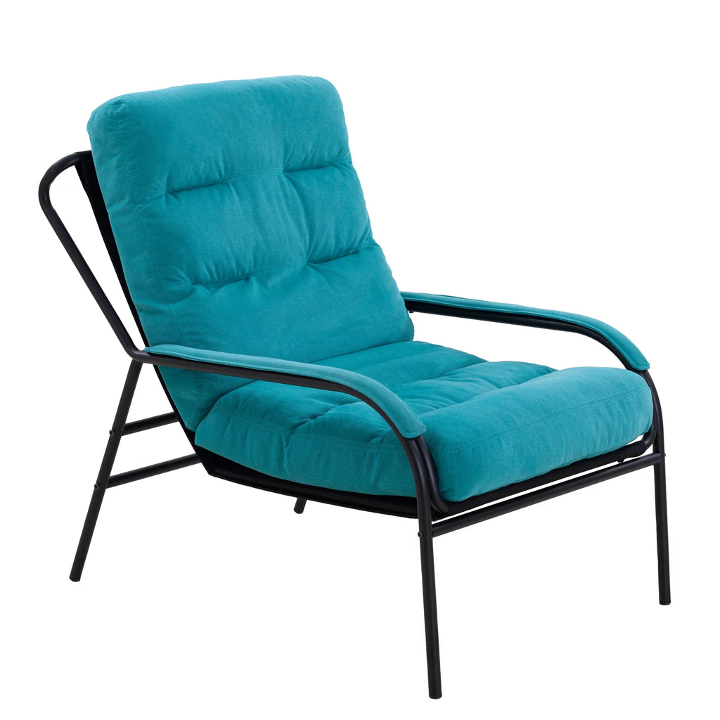 Turquoise Iron Arm Chair with Metal Legs A149