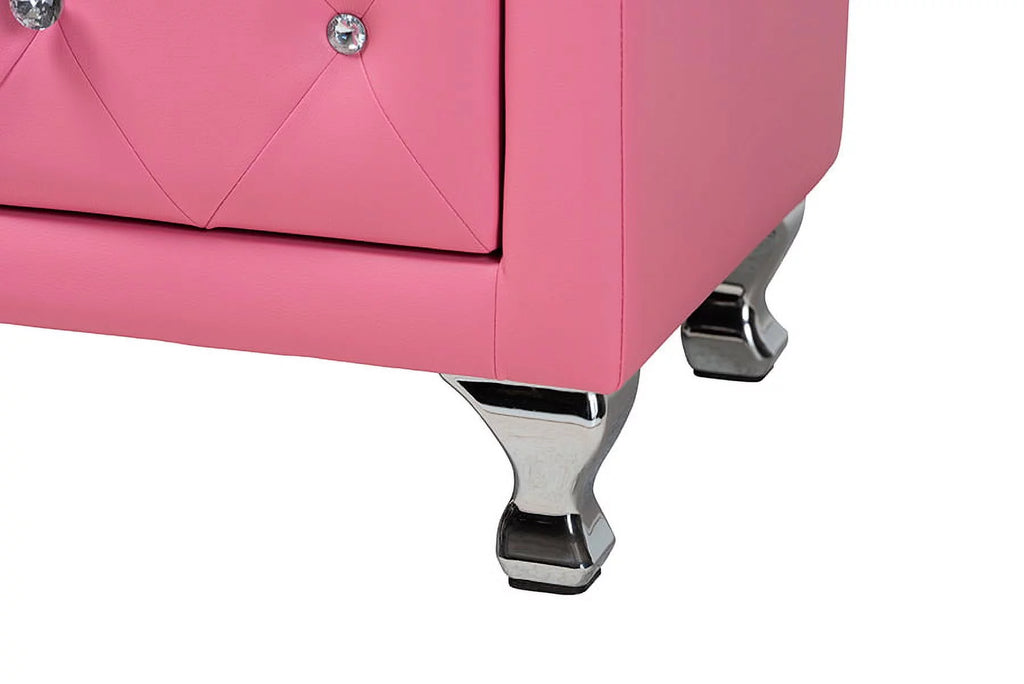 Pink Faux Leather Queen Size 3-Piece Bedroom Set E44865