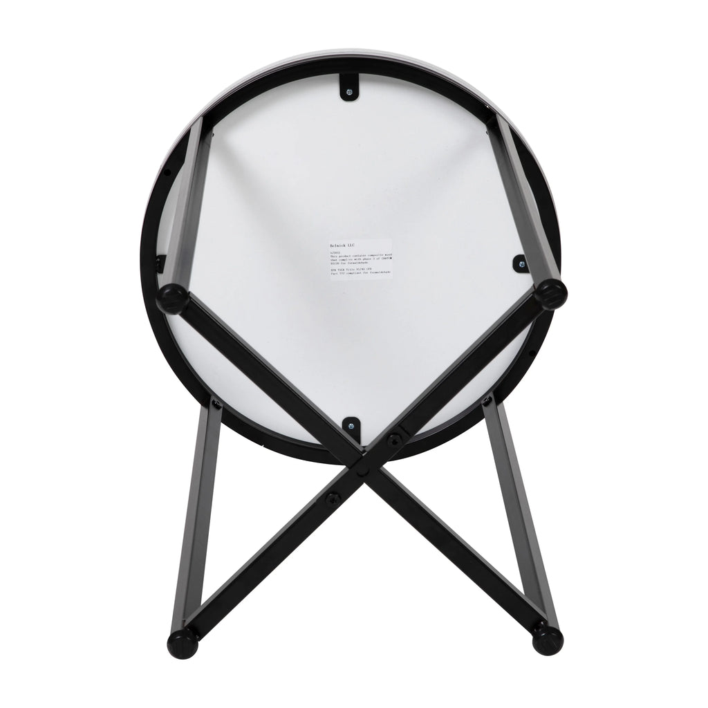 Modern End Table with Black Metal Frame and White Laminate Top Q39892