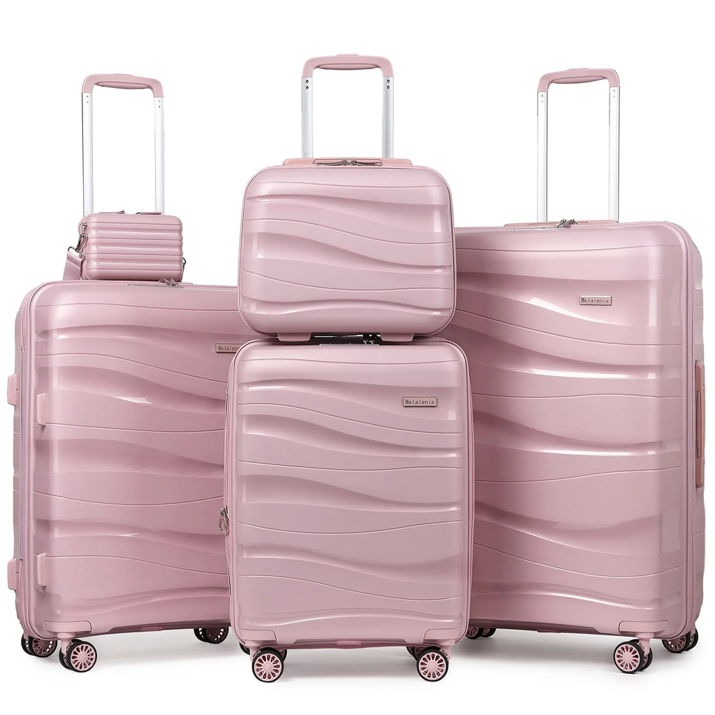 5 Luggage Sets PP Hardside Spinner Luggage Expandable Carry-on Suitcase P3294